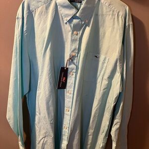 Vineyard Vines Men's Aqua Button Down Shirt